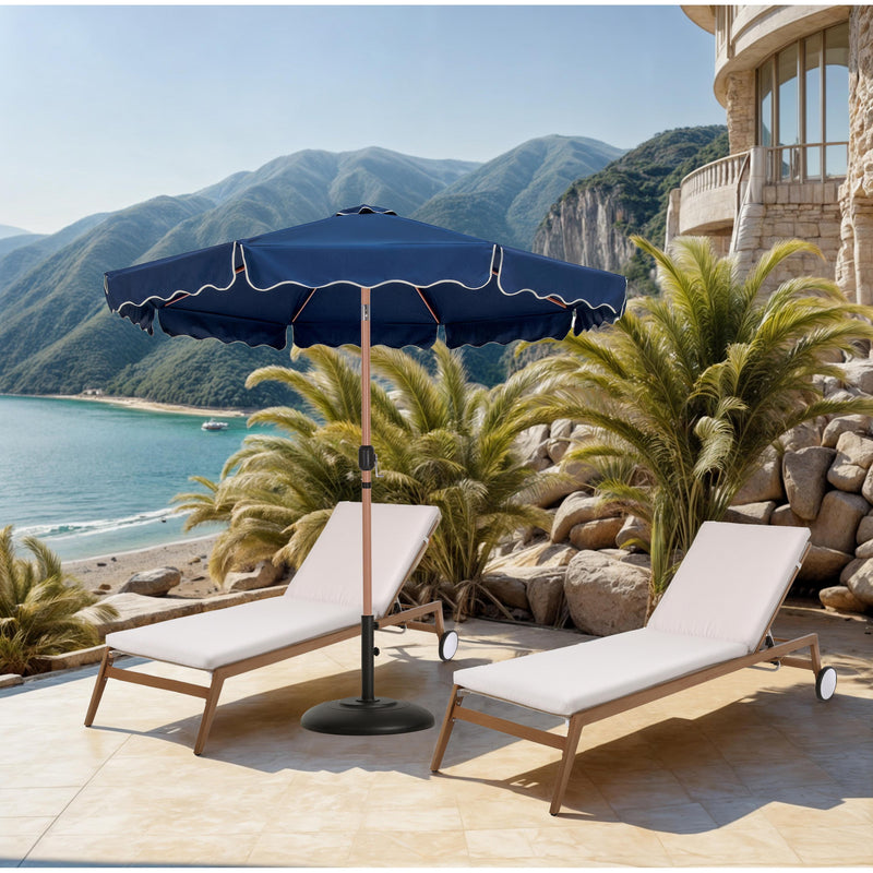 Meridian Amalfi Navy Fabric With Cream Piping / Matte Black Aluminum Patio Umbrella with Base Sets IMAGE 2