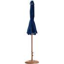 Meridian Amalfi Navy Fabric With Cream Piping / Teak Aluminum Patio Umbrella with Base Sets IMAGE 11