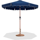 Meridian Amalfi Navy Fabric With Cream Piping / Teak Aluminum Patio Umbrella with Base Sets IMAGE 1