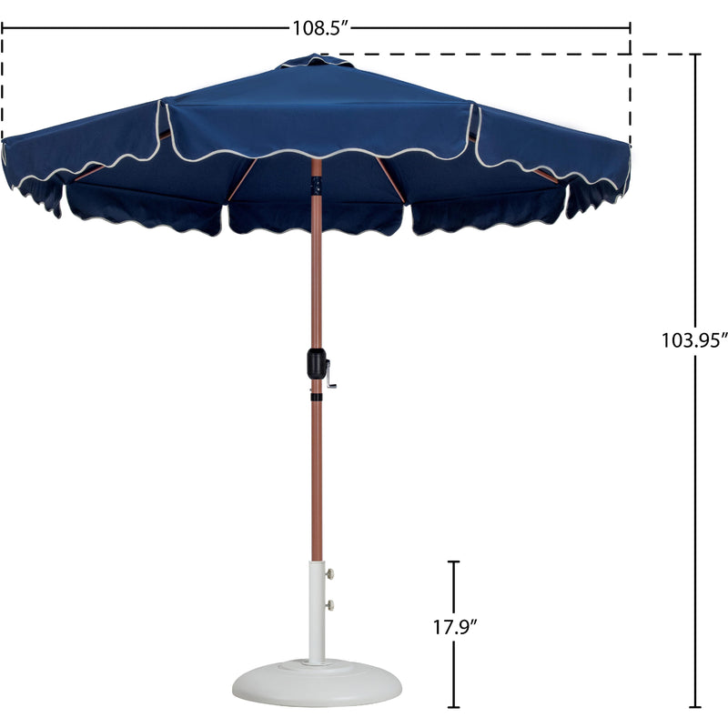 Meridian Amalfi Navy Fabric With Cream Piping / Matte White Aluminum Patio Umbrella with Base Sets IMAGE 16