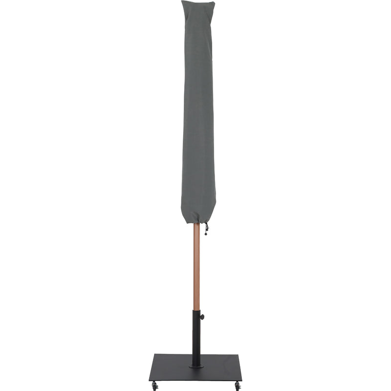 Meridian Amalfi White Fabric With Black Piping / Matte Black Aluminum Patio Umbrella with Base Sets IMAGE 14