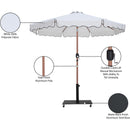 Meridian Amalfi White Fabric With Black Piping / Matte Black Aluminum Patio Umbrella with Base Sets IMAGE 19