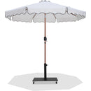 Meridian Amalfi White Fabric With Black Piping / Matte Black Aluminum Patio Umbrella with Base Sets IMAGE 1