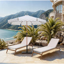 Meridian Amalfi White Fabric With Black Piping / Matte Black Aluminum Patio Umbrella with Base Sets IMAGE 2