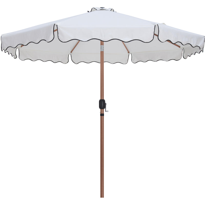 Meridian Amalfi White Fabric With Black Piping / Matte Black Aluminum Patio Umbrella with Base Sets IMAGE 3