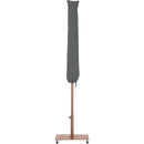 Meridian Amalfi White Fabric With Black Piping / Teak Aluminum Patio Umbrella with Base Sets IMAGE 14