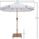 Meridian Amalfi White Fabric With Black Piping / Teak Aluminum Patio Umbrella with Base Sets IMAGE 18
