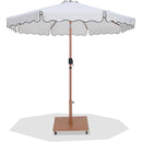 Meridian Amalfi White Fabric With Black Piping / Teak Aluminum Patio Umbrella with Base Sets IMAGE 1