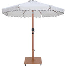 Meridian Amalfi White Fabric With Black Piping / Teak Aluminum Patio Umbrella with Base Sets IMAGE 3