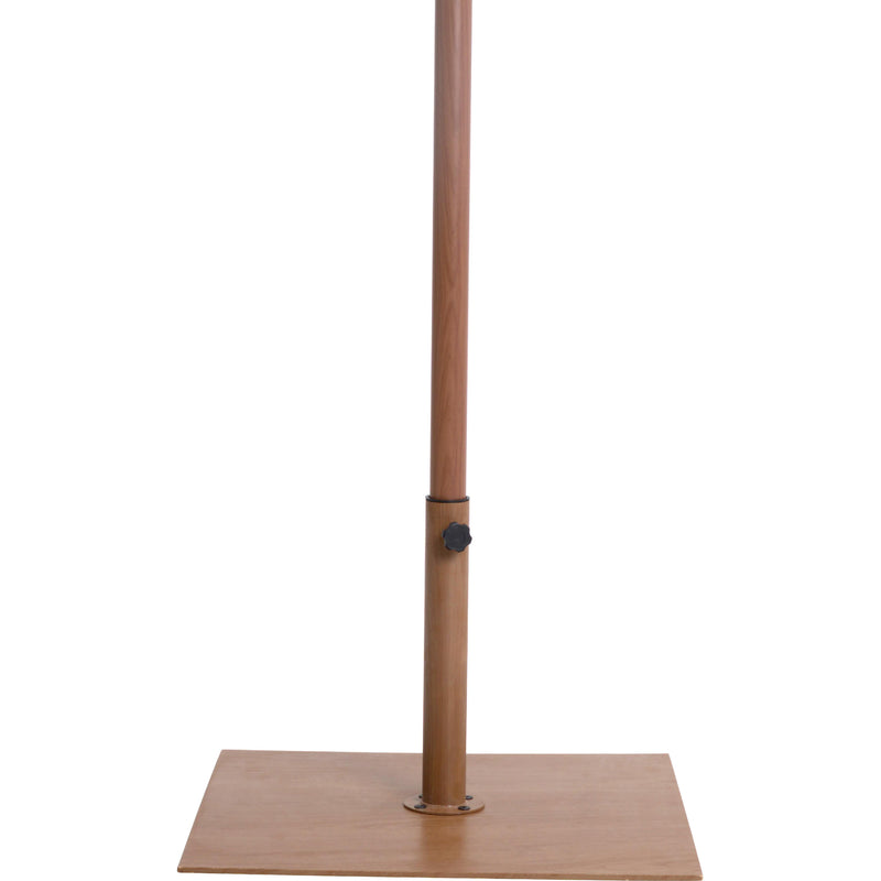 Meridian Amalfi White Fabric With Black Piping / Teak Aluminum Patio Umbrella with Base Sets IMAGE 5