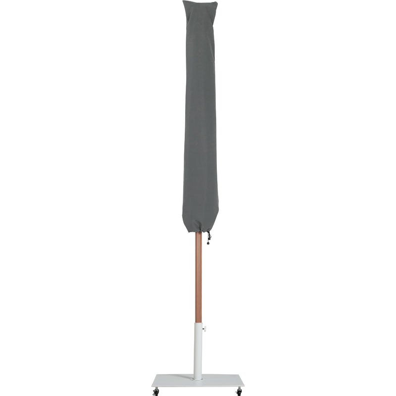 Meridian Amalfi White Fabric With Black Piping / Matte White Aluminum Patio Umbrella with Base Sets IMAGE 14