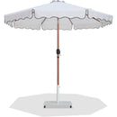 Meridian Amalfi White Fabric With Black Piping / Matte White Aluminum Patio Umbrella with Base Sets IMAGE 1