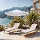 Meridian Amalfi White Fabric With Black Piping / Matte White Aluminum Patio Umbrella with Base Sets IMAGE 2