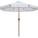 Meridian Amalfi White Fabric With Black Piping / Matte White Aluminum Patio Umbrella with Base Sets IMAGE 3