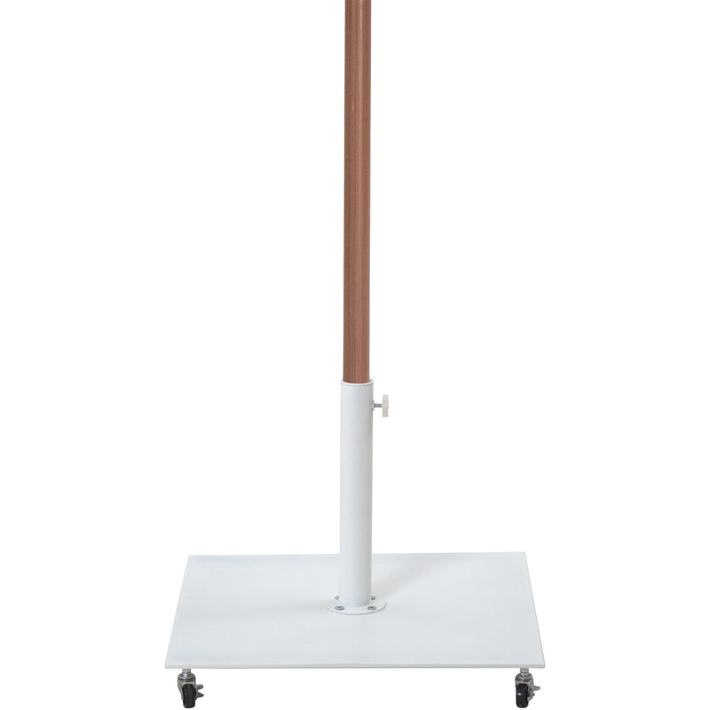Meridian Amalfi White Fabric With Black Piping / Matte White Aluminum Patio Umbrella with Base Sets IMAGE 4