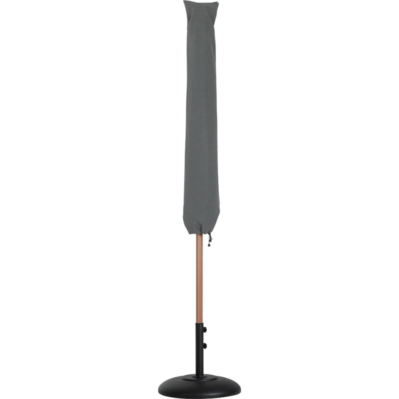 Meridian Amalfi White Fabric With Black Piping / Matte Black Aluminum Patio Umbrella with Base Sets IMAGE 12