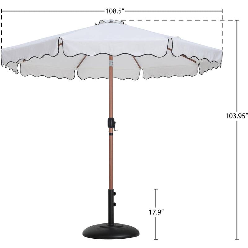 Meridian Amalfi White Fabric With Black Piping / Matte Black Aluminum Patio Umbrella with Base Sets IMAGE 16