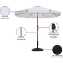 Meridian Amalfi White Fabric With Black Piping / Matte Black Aluminum Patio Umbrella with Base Sets IMAGE 17