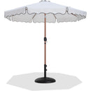 Meridian Amalfi White Fabric With Black Piping / Matte Black Aluminum Patio Umbrella with Base Sets IMAGE 1
