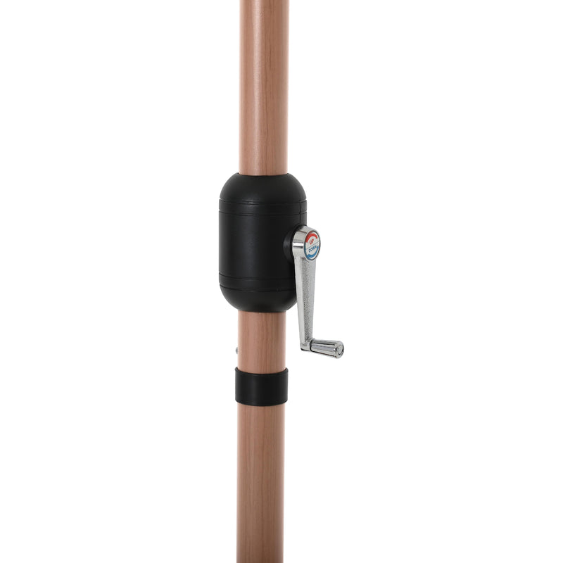 Meridian Amalfi White Fabric With Black Piping / Teak Aluminum Patio Umbrella with Base Sets IMAGE 10