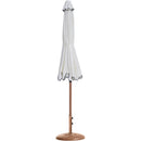 Meridian Amalfi White Fabric With Black Piping / Teak Aluminum Patio Umbrella with Base Sets IMAGE 11