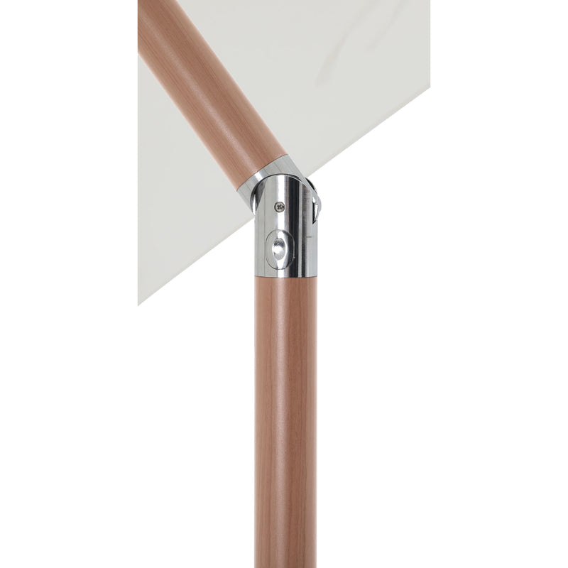 Meridian Amalfi White Fabric With Black Piping / Teak Aluminum Patio Umbrella with Base Sets IMAGE 13
