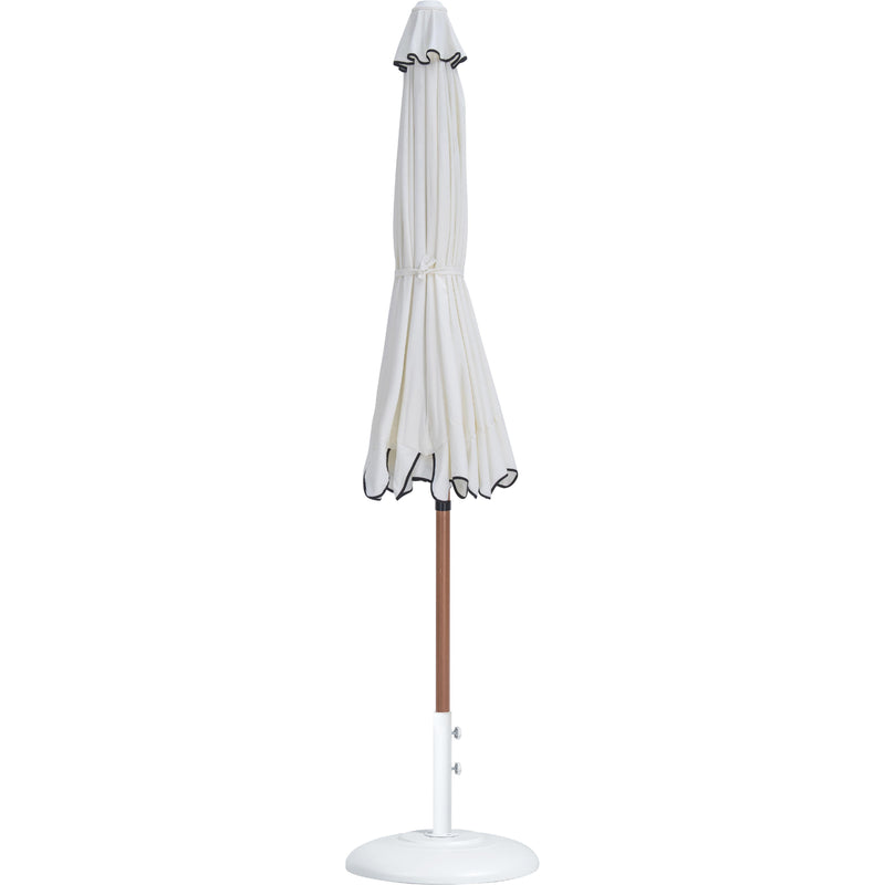 Meridian Amalfi White Fabric With Black Piping / Matte White Aluminum Patio Umbrella with Base Sets IMAGE 11