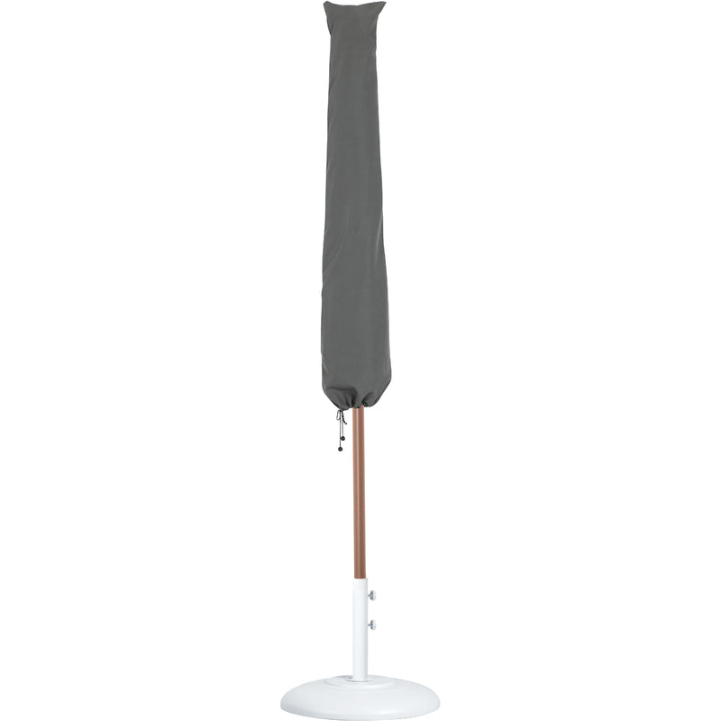 Meridian Amalfi White Fabric With Black Piping / Matte White Aluminum Patio Umbrella with Base Sets IMAGE 12