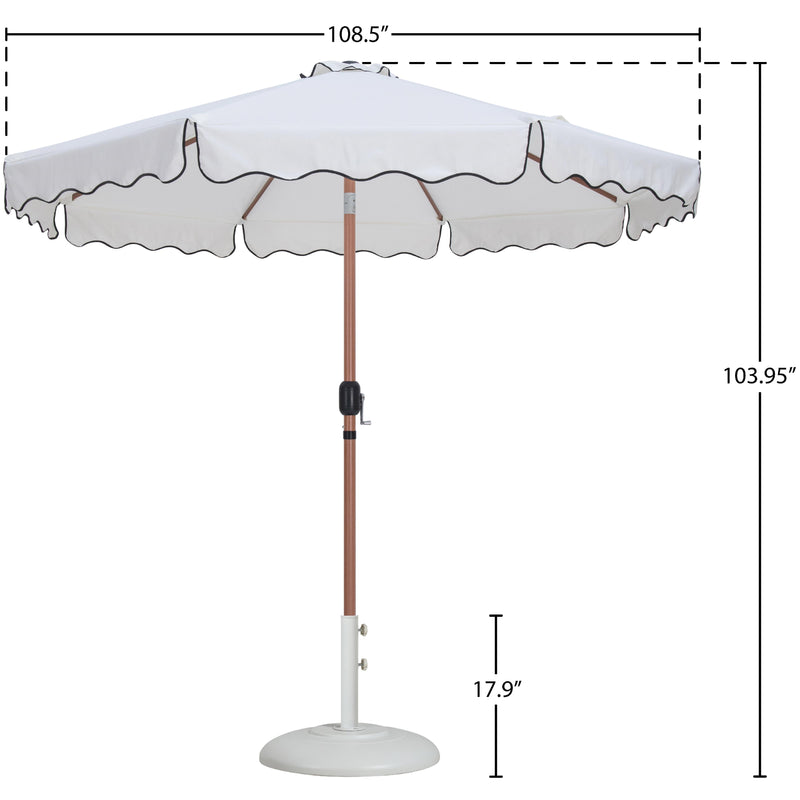 Meridian Amalfi White Fabric With Black Piping / Matte White Aluminum Patio Umbrella with Base Sets IMAGE 16