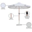 Meridian Amalfi White Fabric With Black Piping / Matte White Aluminum Patio Umbrella with Base Sets IMAGE 17