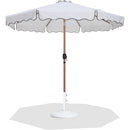 Meridian Amalfi White Fabric With Black Piping / Matte White Aluminum Patio Umbrella with Base Sets IMAGE 1
