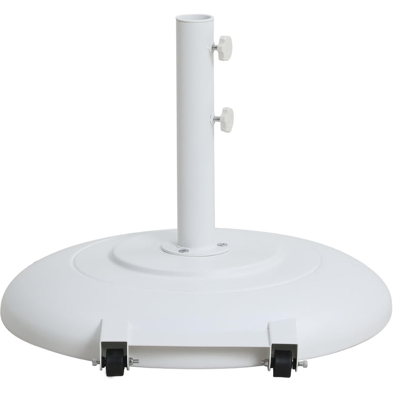 Meridian Amalfi White Fabric With Black Piping / Matte White Aluminum Patio Umbrella with Base Sets IMAGE 6