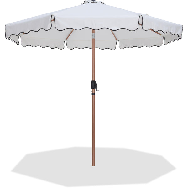 Meridian Amalfi White With Black Piping Fabric Patio Umbrellas IMAGE 1