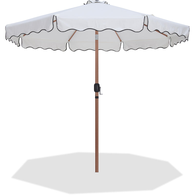 Meridian Amalfi White With Black Piping Fabric Patio Umbrellas IMAGE 1