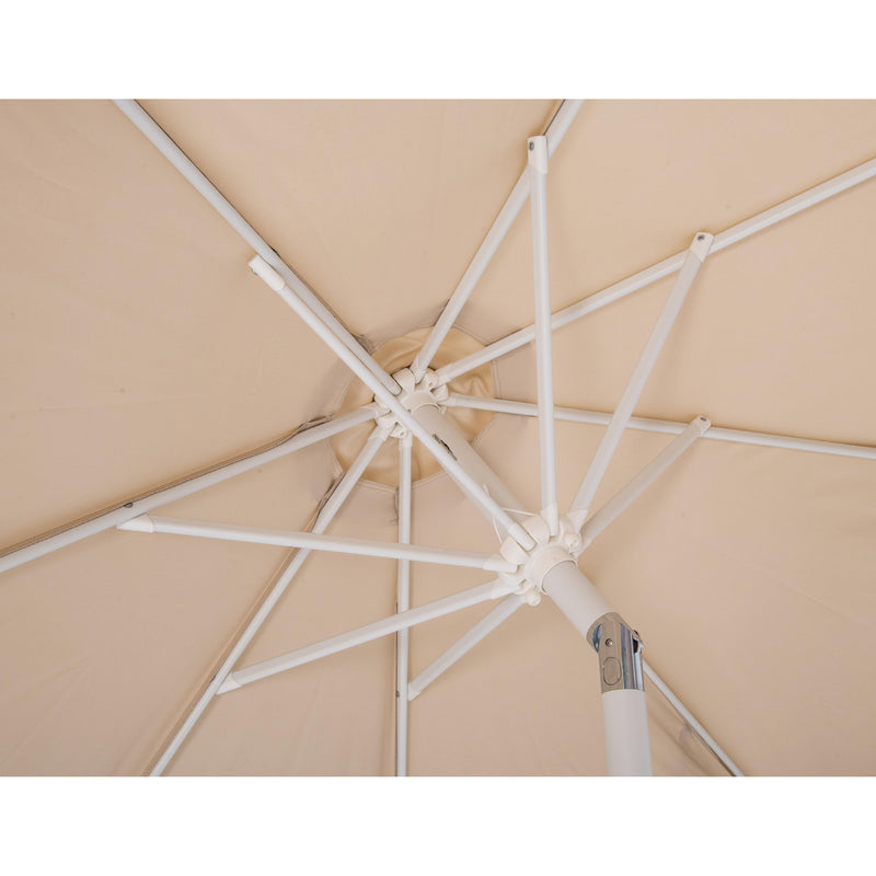 Meridian Amalfi Beige Fabric With Cream Piping / Matte Black Aluminum Patio Umbrella with Base Sets IMAGE 16
