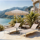 Meridian Amalfi Beige Fabric With Cream Piping / Matte Black Aluminum Patio Umbrella with Base Sets IMAGE 2