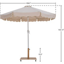 Meridian Amalfi Beige Fabric With Cream Piping / Teak Aluminum Patio Umbrella with Base Sets IMAGE 18