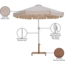 Meridian Amalfi Beige Fabric With Cream Piping / Teak Aluminum Patio Umbrella with Base Sets IMAGE 19