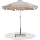 Meridian Amalfi Beige Fabric With Cream Piping / Teak Aluminum Patio Umbrella with Base Sets IMAGE 1