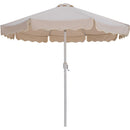 Meridian Amalfi Beige Fabric With Cream Piping / Teak Aluminum Patio Umbrella with Base Sets IMAGE 3