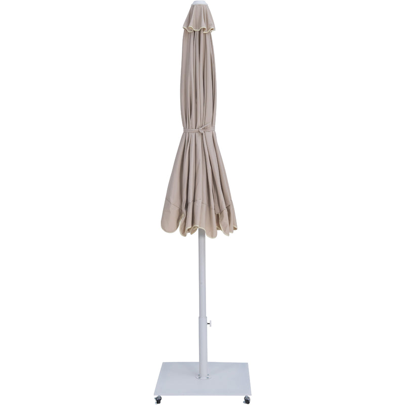 Meridian Amalfi Beige Fabric With Cream Piping / Matte White Aluminum Patio Umbrella with Base Sets IMAGE 13