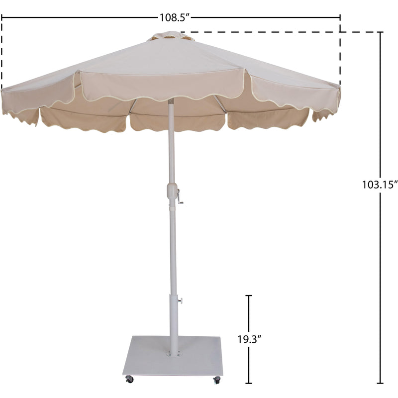 Meridian Amalfi Beige Fabric With Cream Piping / Matte White Aluminum Patio Umbrella with Base Sets IMAGE 18