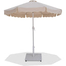 Meridian Amalfi Beige Fabric With Cream Piping / Matte White Aluminum Patio Umbrella with Base Sets IMAGE 1