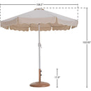 Meridian Amalfi Beige Fabric With Cream Piping / Teak Aluminum Patio Umbrella with Base Sets IMAGE 16