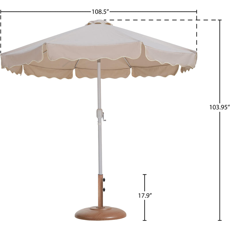 Meridian Amalfi Beige Fabric With Cream Piping / Teak Aluminum Patio Umbrella with Base Sets IMAGE 16