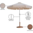 Meridian Amalfi Beige Fabric With Cream Piping / Teak Aluminum Patio Umbrella with Base Sets IMAGE 17