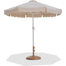 Meridian Amalfi Beige Fabric With Cream Piping / Teak Aluminum Patio Umbrella with Base Sets IMAGE 1