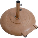 Meridian Amalfi Beige Fabric With Cream Piping / Teak Aluminum Patio Umbrella with Base Sets IMAGE 8