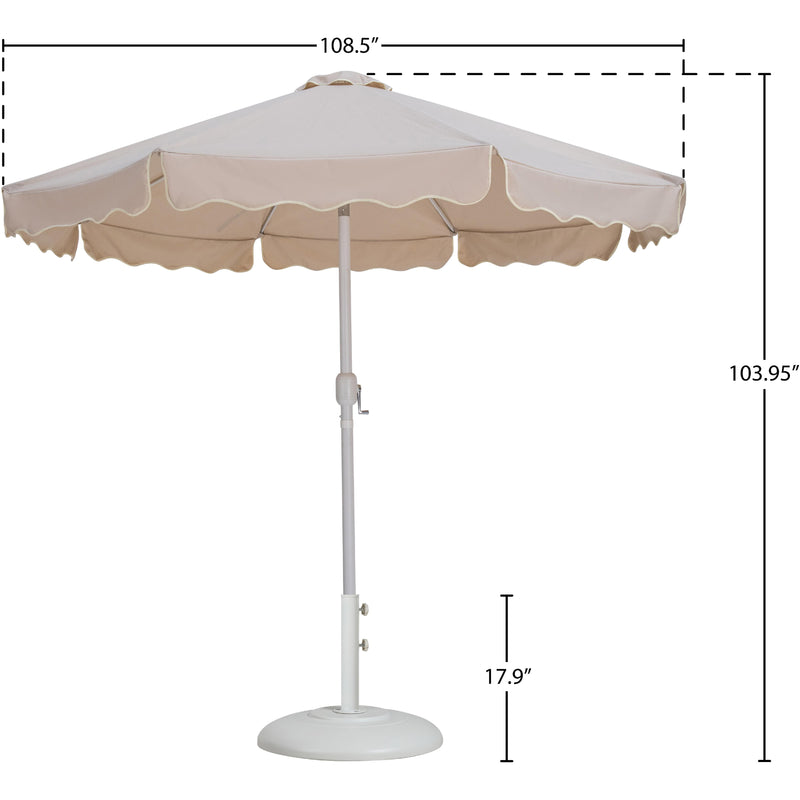 Meridian Amalfi Beige Fabric With Cream Piping / Matte White Aluminum Patio Umbrella with Base Sets IMAGE 16