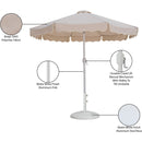 Meridian Amalfi Beige Fabric With Cream Piping / Matte White Aluminum Patio Umbrella with Base Sets IMAGE 17
